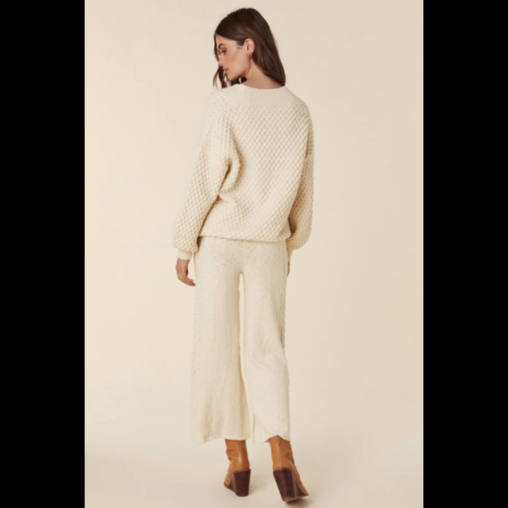Spell Knit Wide-Leg Capris in Sand Beige - Picture 12 of 13